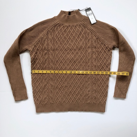 BCBG Cotton Rib Knit Mock Neck Pullover - Picture 7 of 8